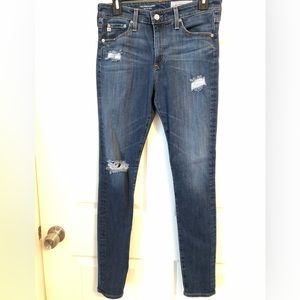AG Adriano Goldschmied The Farrah High-Rise Skinny distressed finished hem 27R